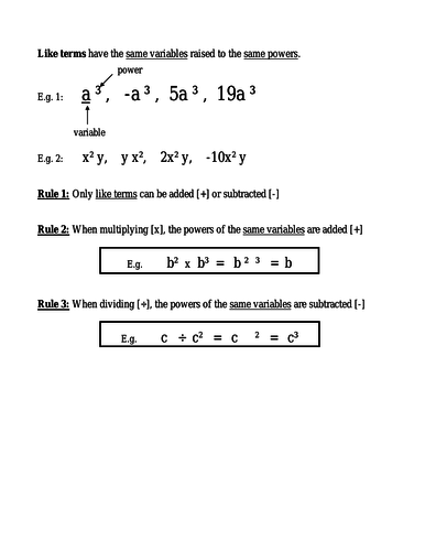 KS3 Year 9 Distributive Law Revision Sheet