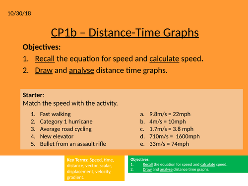 Distance Time Graphs  - CP1 - Motion  (GCSE 9-1 Physics Edexcel)