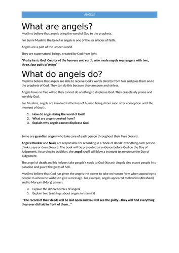 Angels - Islam beliefs