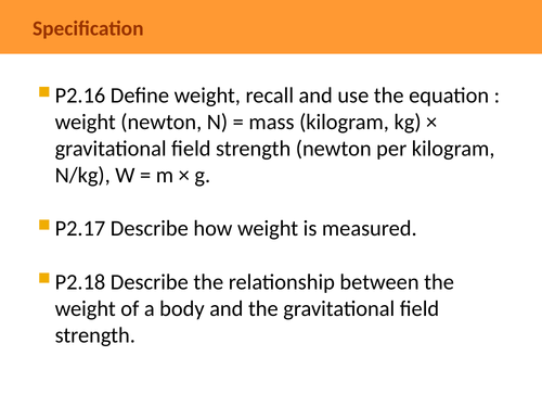 Mass and Weight - CP2 (GCSE 9-1 Physics Edexcel)