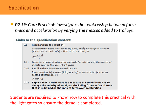 Investigating Force and Acceleration Practical - CP2 (GCSE 9-1 Physics Edexcel)