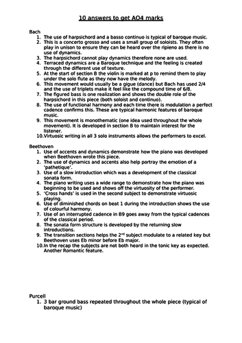 Edexcel Music GCSE Essay Hints for AO4