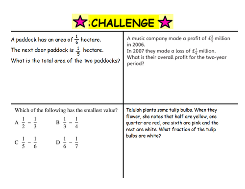 Ks3/Ks4 Adding And Subtracting Fractions And Mixed Numbers Full Lesson With Challenge Tasks | Teaching Resources