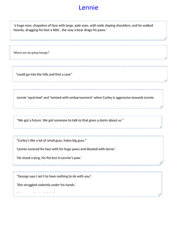 'Of Mice and Men' WJEC Lennie 20 mark character question