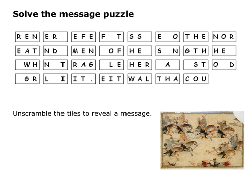 Solve the message puzzle from Genghis Khan Teaching Resources