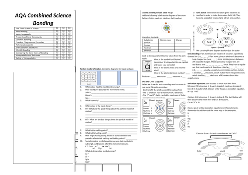 9. Bonding Revision Broadsheet (AQA Combined Science Trilogy GCSE)