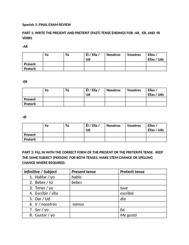 spanish-1-final-exam-review-packet-teaching-resources