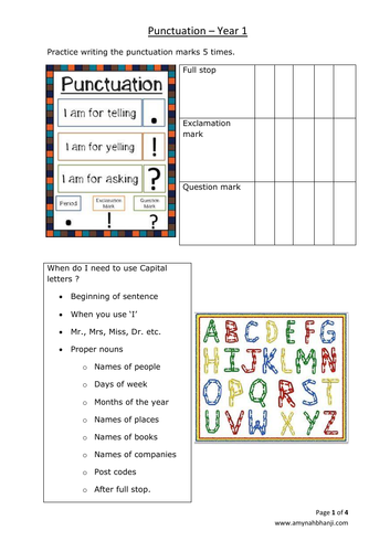 Year 1 - Punctuation