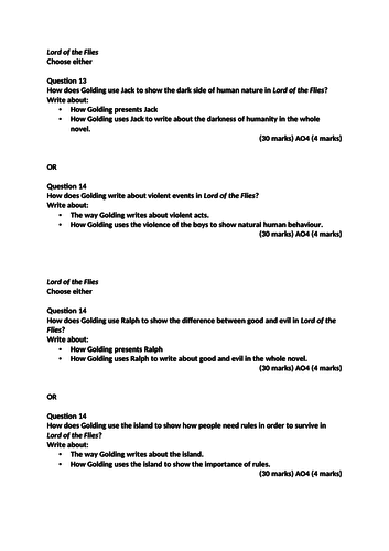Aqa english literature paper 2 mark scheme picture