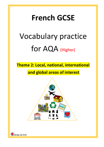 French GCSE vocabulary booklet for AQA THEME 2 (HIGHER) | Teaching ...