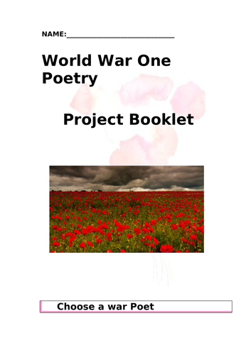 World War One War Poetry Project Booklet
