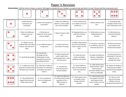 Paper 5 combined science revision Edexcel