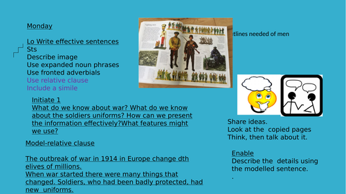 3 weeks of Non Fiction work on WW1