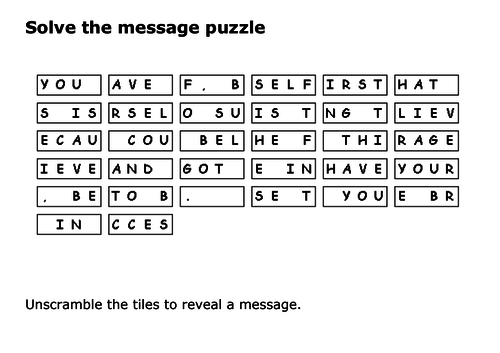 Solve the message puzzle from Louis Riel