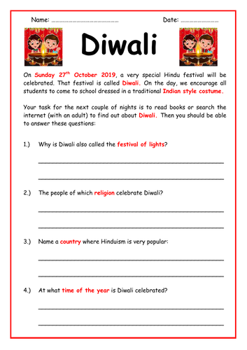 diwali homework for class 10