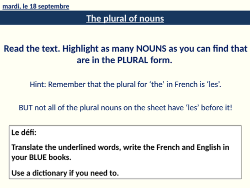 French lesson Plural of nouns