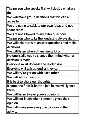 Ground Rules lesson for PSHCE