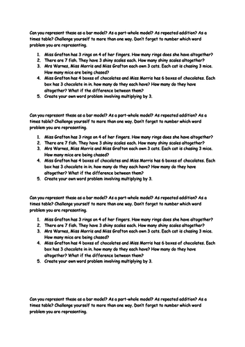 Resources to match - White Rose Year 3 Block 3 (multiplication and division)