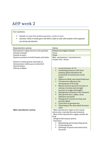 The reproductive system revision notes