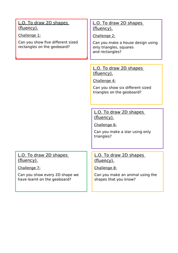 To draw 2D shapes - Year 1 and Year 2