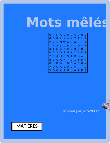 Matières (School Subjects in French) Wordsearch