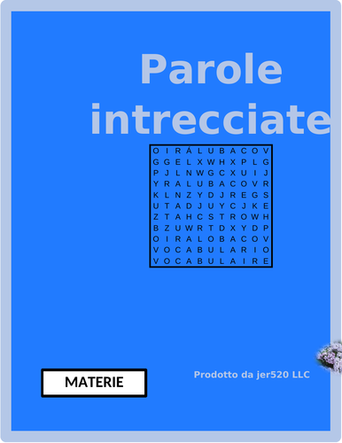Materie (School Subjects in Italian) Wordsearch