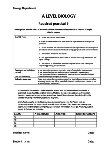 NEW AQA A Level Biology: ALL Required Practical sheets/Lab book ready to implement (CPAC focused)