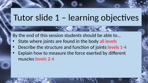 Joints  Activate 1 lesson 8.1.3 of Movement and cells unit KS3 year 7 suitable for non specialists
