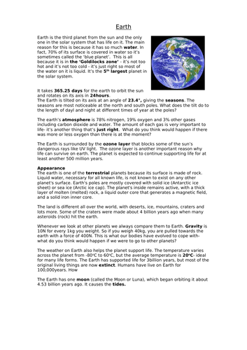 Planets Research full lesson year 7kl space/ earth and beyond