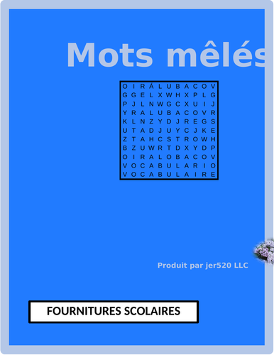 Fournitures scolaires (School Supplies in French) Wordsearch