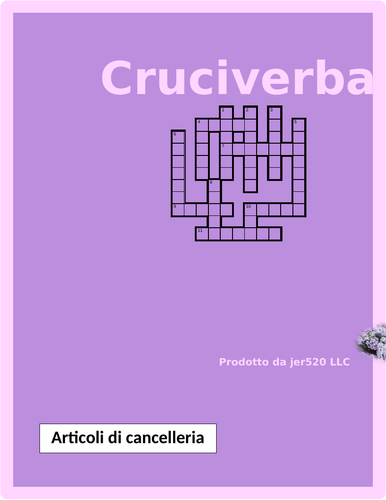 Articoli di cancelleria (School Supplies in Italian) Crossword
