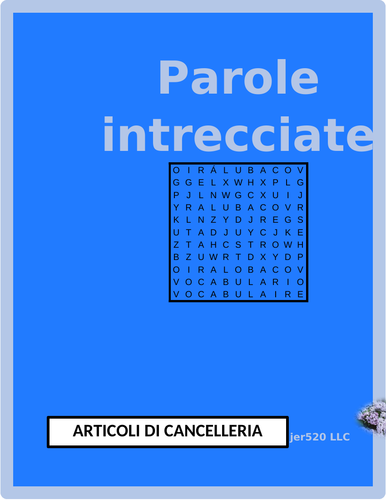 Articoli di cancelleria (School Supplies in Italian) Wordsearch