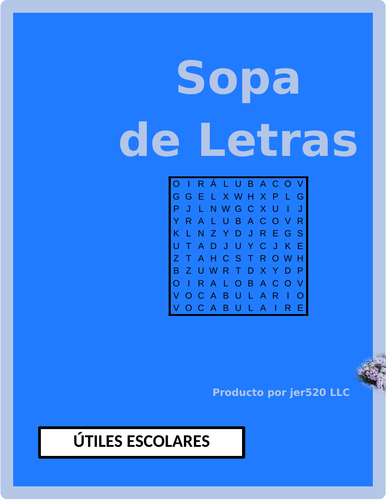 Utiles escolares (School Supplies in Spanish) Wordsearch
