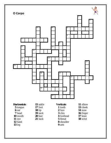 Corpo (Body in Portuguese) Crossword