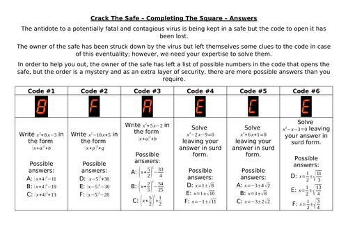 Crack The Safe - Solving Quadratics