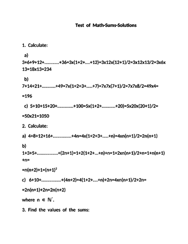 Test  of  Math-Sums-Solutions