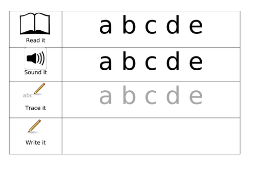 Alphabet - read it - write it - say it. Cursive (SEN/TEACCH)