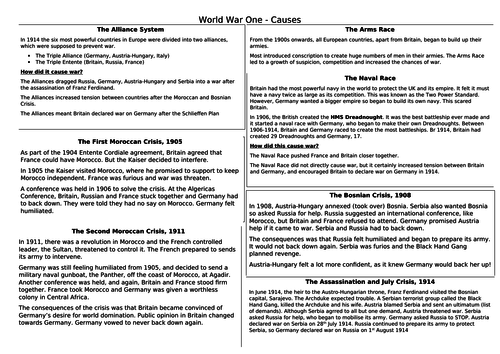 WW1 A3 Knowledge Organisers