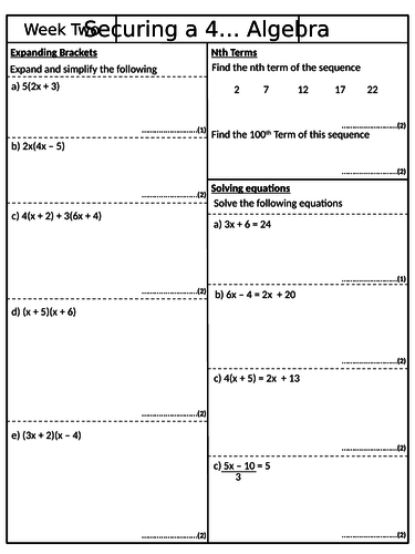 Securing a 4 - Pack 2 - GCSE Mathematics Revision