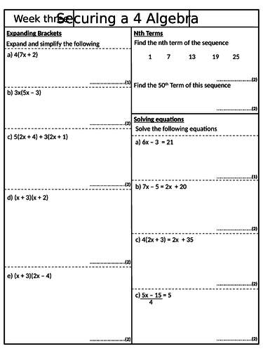Securing a 4 - Pack 3 - GCSE Mathematics Revision