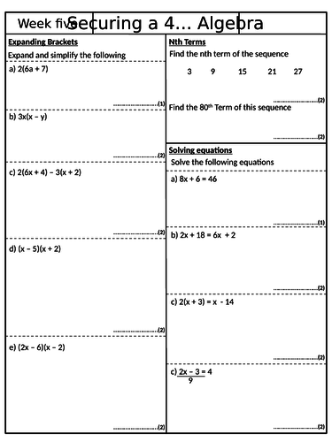 Securing a 4 - Pack 5 - GCSE Mathematics Revision