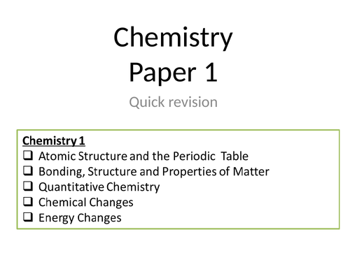 AQA Chemistry paper 1  Revision