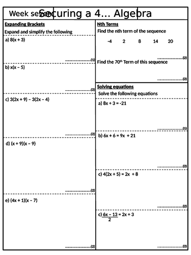 Securing a 4 - Pack 7 - GCSE Mathematics Revision