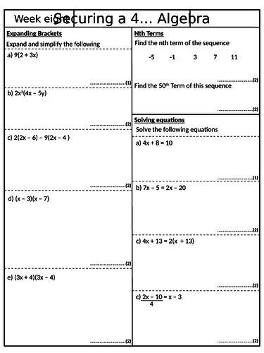 Securing a 4 - Pack 8 - GCSE Mathematics Revision