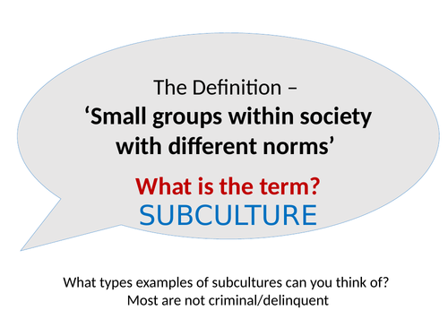 GCSE WJEC Sociology: Crime and Deviance – Subculturual Theory