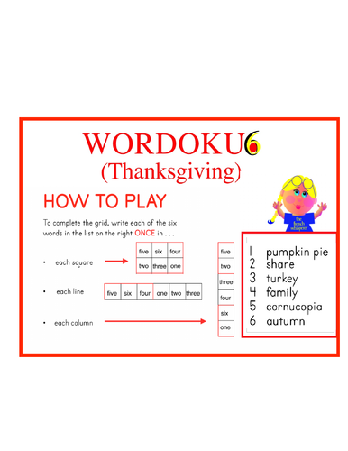 Wordoku6 (Thanksgiving)