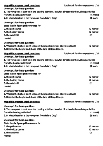 Ordnance map skills questions