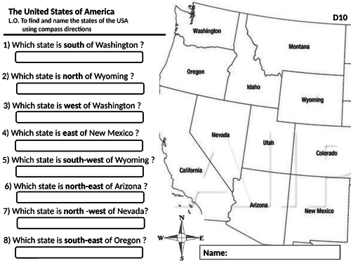 North America Geography Compass lesson and activity