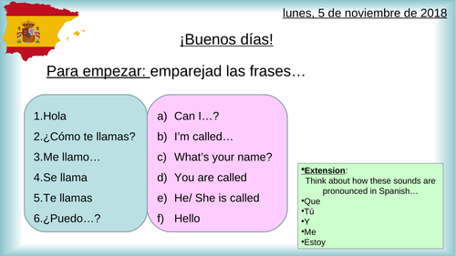 Spanish Year 7 - Basics and Introductions (7 Lessons)