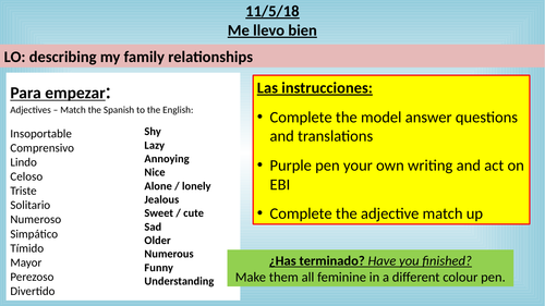 GCSE Unit 1 - Me, my family and friends. Relationships 1.1.G